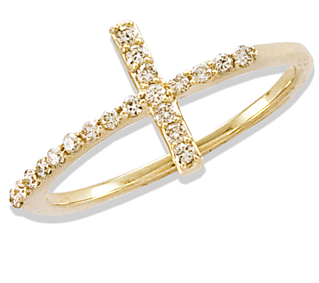 Diamond Cross Ring 10K Yellow Gold | Kay