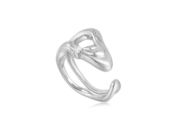 Silver Twisted Wave Wide Adjustable Ring - Germani's Jewelry
