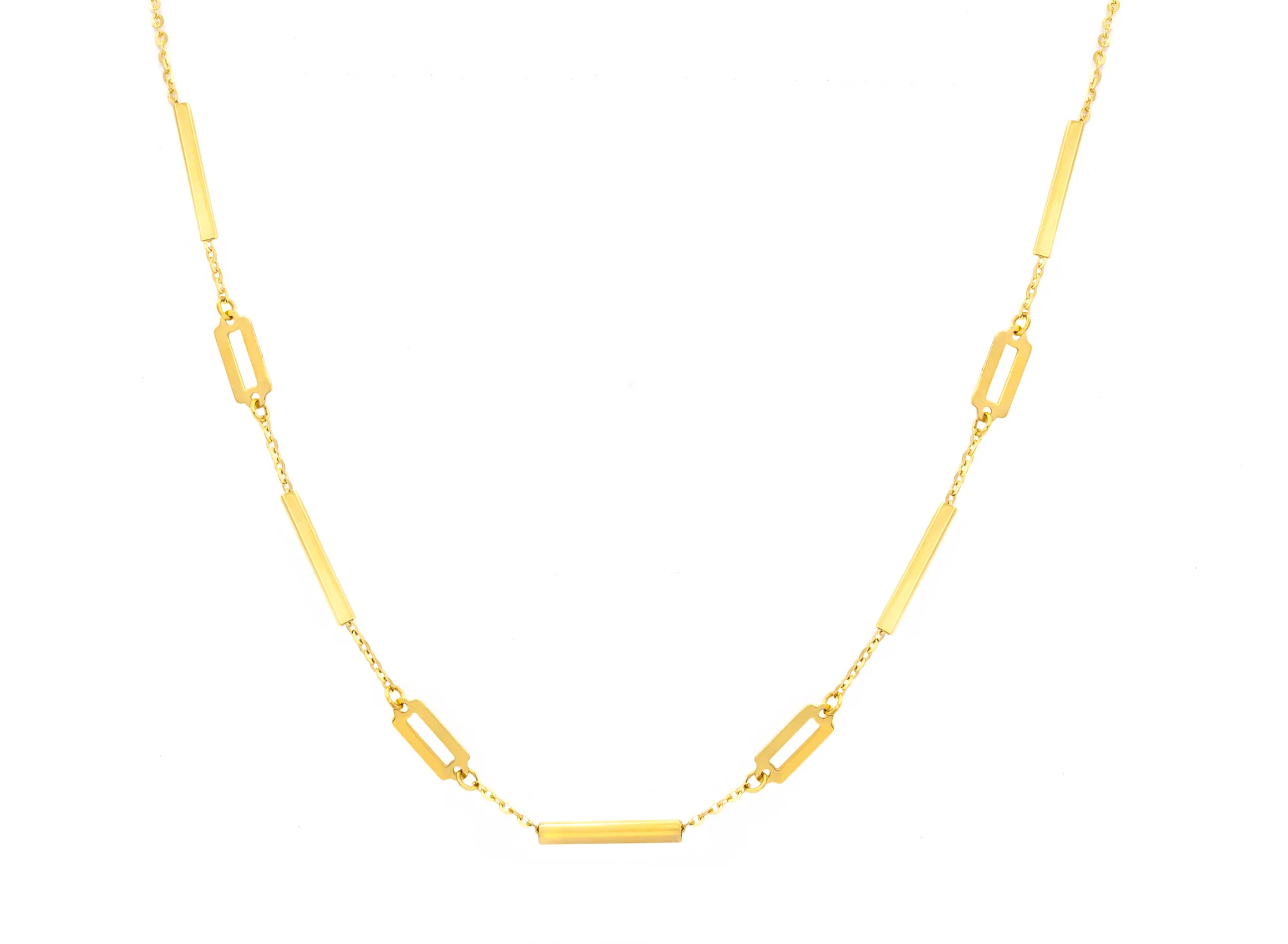 14K Yellow Gold Bar and Link Chain Necklace - Germani's Jewelry